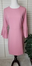 Ann Taylor Sheath Dressđź’•4P Bell Sleeve Flare Pink/ Rose Lined Bodice Bk Zip
