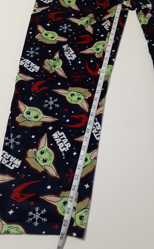 Star Wars BABY YODA & SNOWFLAKES Lounge PAJAMA PANTS Boy's Size Large Holiday - Picture 6 of 7