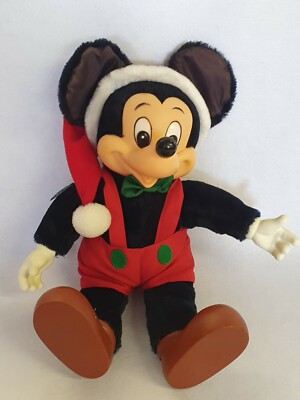 Vintage Mickey Mouse große 16'' Weihnachtsmann Figur harte Füße und Gesicht mit Applaus Etikett