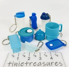 Tupperware keychain set 9 blue fridgesmart onion soup bottle cup tinietreasures