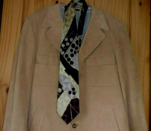 Elegante Vintage Light Brown Suede Lined Blazer, Men's S, & 3 Ties - Picture 5 of 12