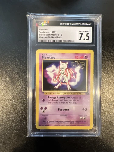 CGC Near Mint 7.5 + Mewtwo #3 Black Star Promo 1999 WB Movie Gold Stamp Pokemon