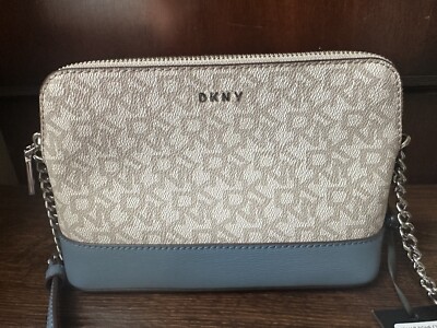 NWT $148 DKNY BRYANT-DOME Crossbody Purse Two Tone Blue/Beige