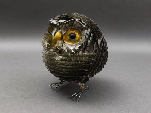 Sergio Bustamante Vintage MCM Brutalist Mixed Metal Bird Owl Sculpture Jere 6.5" - Picture 2 of 7