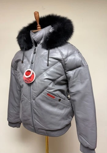 Brand New Men's V-Vomber Lamskin Leather & Goose Down Jacket With Real Fox Fur image 4