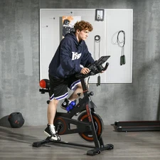 Exercise Cycling Bike w/ Adjustable Height/Resistance, Pedal Cages, & LCD