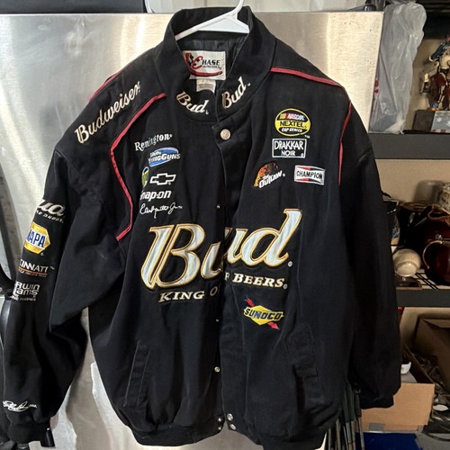Chase Authentics Budweiser King of Beers NASCAR Racing Jacket Black XL