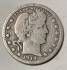 1914 Barber Quarter 25C 90% Silver Philadelphia Mint Business Strike Circulated