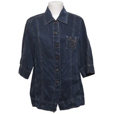 Cavita, Kurzarmhemd, Größe: 42, Blau, Lyocell, Denim, Damen #5FV