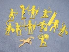 12 ORIGINAL 1960 MARX WAGON TRAIN 54MM CREAM INDIANS