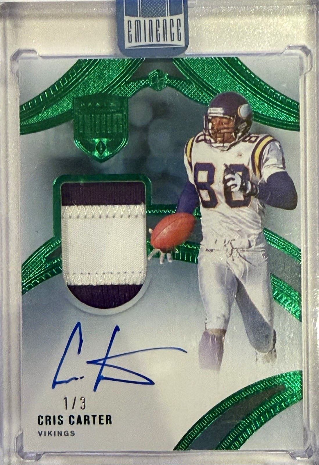/3 Panini 2024 Eminence Football Cris Carter Vikings Patch Auto PA-CCR 1/3