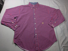 Vintage Tommy Hilfiger Shirt Mens L Red Striped Crest Button Down 90s Casual
