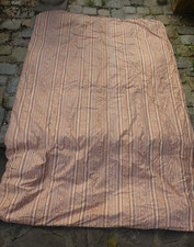 ANCIEN EDREDON SHABBY COSY TOILE STUNINING VINTAG GARNITURE PLUMES 130X96 HAUT