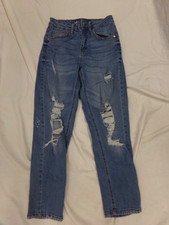 Wild Fable High Rise Mom Jeans Womens Size 2 Blue Distressed Denim