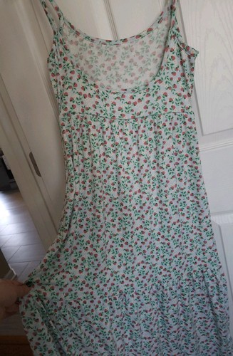 Light Blue Green Strawberry Floral Print Maxi Sundress EUC 5 BELOW Cute! - Picture 7 of 11