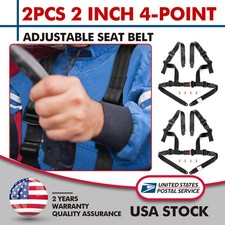 Mgt 2pc 2 4-point Adjustable Racing Seat Belts Harness Black Shoulder Straps