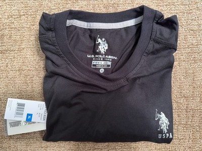 NWT U.S. POLO ASSN. FEEL DRY MEN'S XL LONG SLEEVE BLACK CREW NECK T SHIRT