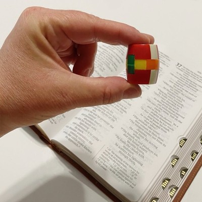 Vintage 70s Rare Kumiki Mini Colorful Barrel Brain Teaser Burr Burr Puzzle Game