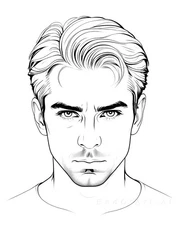 Minimalist Portraits Stern  Man's Gaze Canvas Wall Art Picture