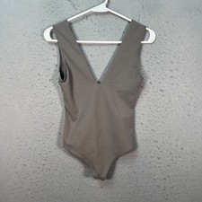 Free People Intimately Size Small Deep V-Neck Grey Bodysuit Stretchy One-Piece