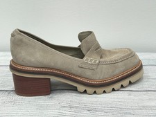 Bernardo Beige Selma Leather Slip On Lug Sole Block Heel Penny Loafer Y2K 6M