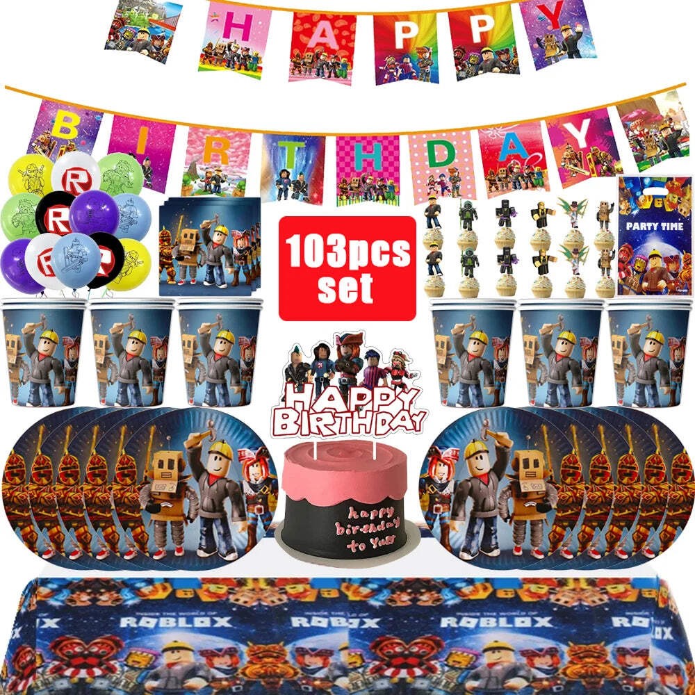 Roblox Birthday Party Decoration Roblox Game Set Tableware Tablecloth Balloon Ca