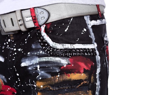 Pantalones vaqueros para hombre Cipo & Baxx llamativos pedrería destruidos adornos cool - Imagen 8 de 18