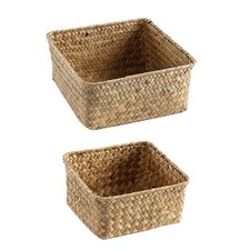 Open Storage Basket Decorative Lightweight Storage Bin Hand Woven Hamper Box for