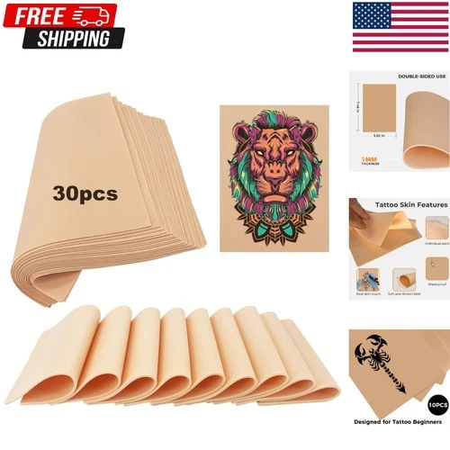 30 Pack Fake Skin for Tattoo Practice, 8"x6" ReelSkin Sheets, Realistic Reusable video thumbnail