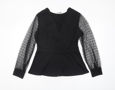 Grace Karin Damen Bluse schwarz V-Ausschnitt, elegantes Langarmshirt
