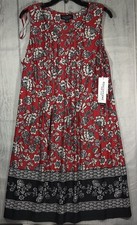Floral Dress - Tank - Tea Length - Pleated XL Sleeveless Stretchy Perceptions NY