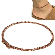 1 Anklet Chain Pure Copper  9.25" Ankle Bracelet Dainty Link Arthritis Relief