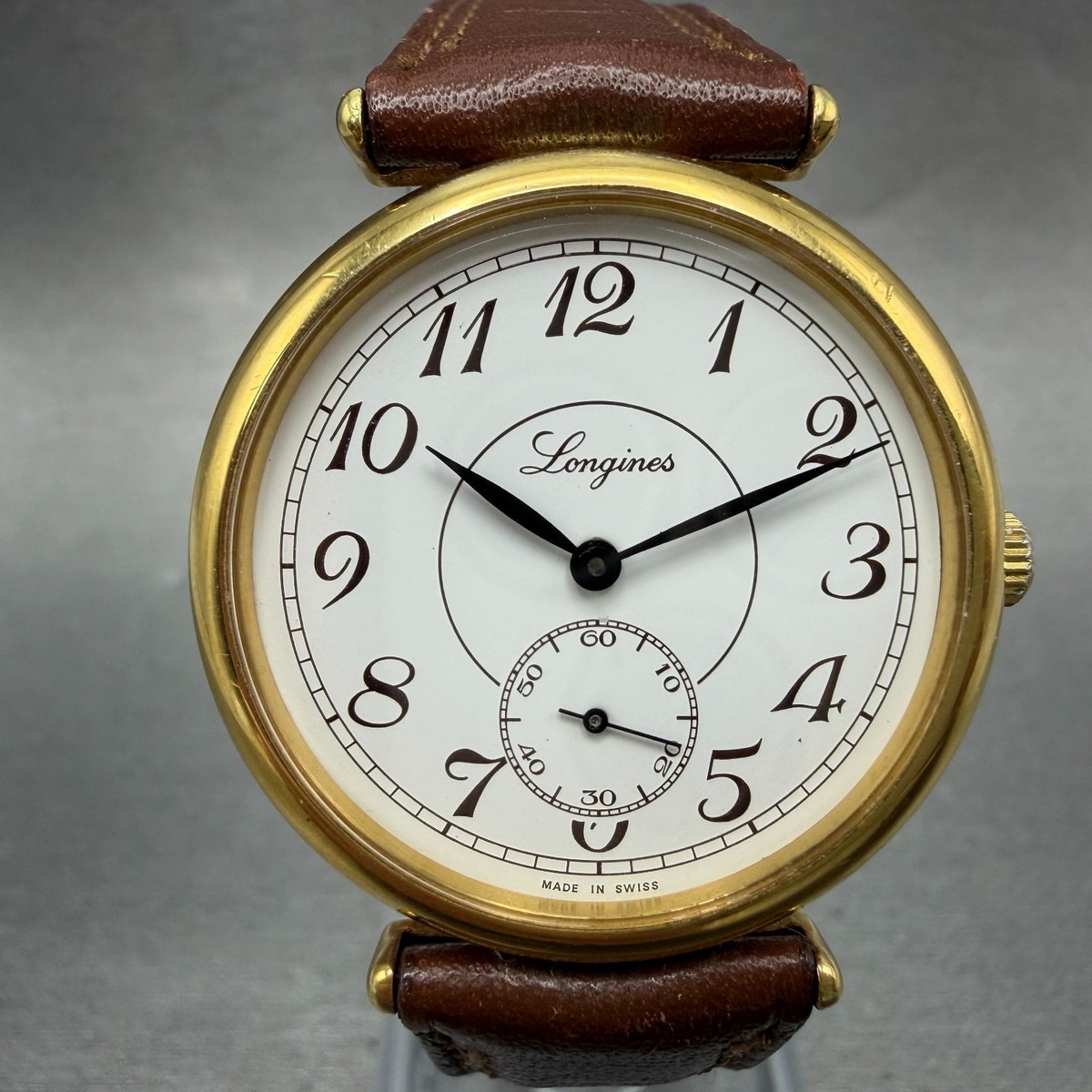 Longines Watch Men 32mm White Dial Gold Tone Small Seconds Manual