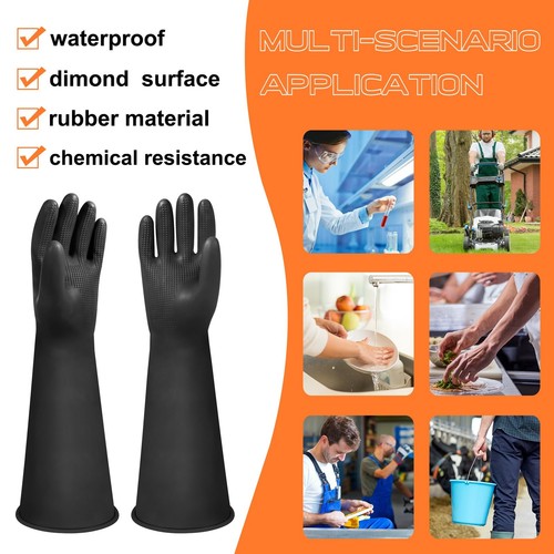 Heavy Duty Rubber Gloves Long Rubber Gloves Drain PPE Safety Gloves Chemical - Picture 4 of 5