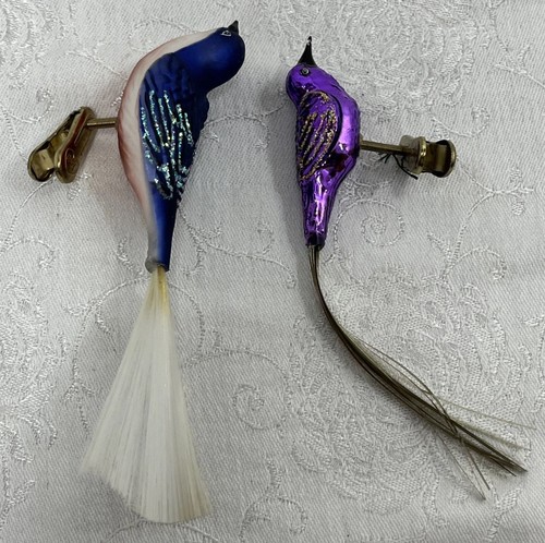 Glas Vogel Christbaumschmuck Set 7 Clip On LESEN WIE BESEHEN - Bild 9 von 22