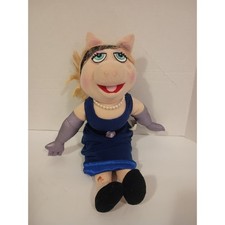 Vintage 2003 Sababa Toys Muppets Miss Piggy Plush Doll Navy Blue Dress 12 Inch