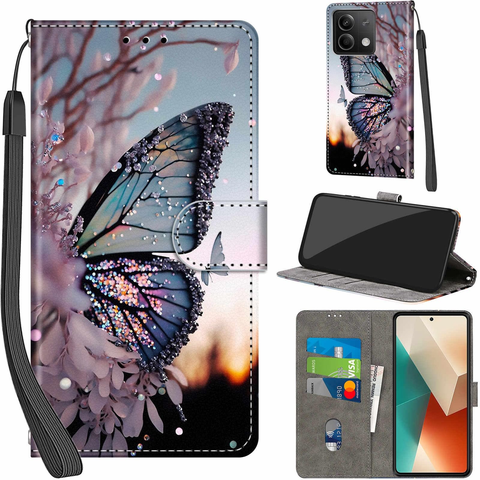 Coque pour Xiaomi Redmi Note 13 5G housse protection intégrale portefeuille