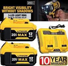 2Pack For DeWalt 20V 20 Volt Max XR 12.0AH Lithium Battery DCB206-2 / Charger
