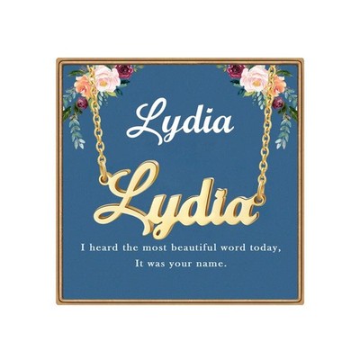 Custom Name Necklace, Lydia Name Plate Pendant Necklace Pre Gifts, Charm Necklac