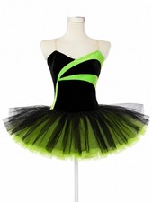 Curtain Call Dance Costume Adult LARGE Black Lime Green Tutu Ballet Jazz Lyrical