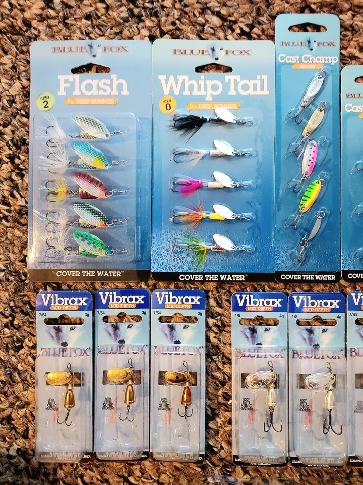 Лот рыболовных приманок Blue Fox Vibrax Minnow Spin Flash Whip Tail Cast Champ - форель - Изображение 2 из 4