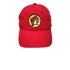 Buc-ee's Red Baseball Cap Hat Adjustable Strapback Beaver Logo Mascot Youth