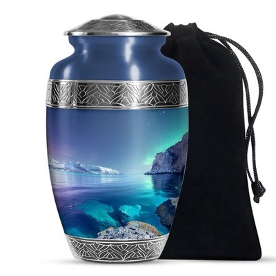 Aurora Borealis Peace Funeral Urns for Ashes Adult Female (10 Inch)