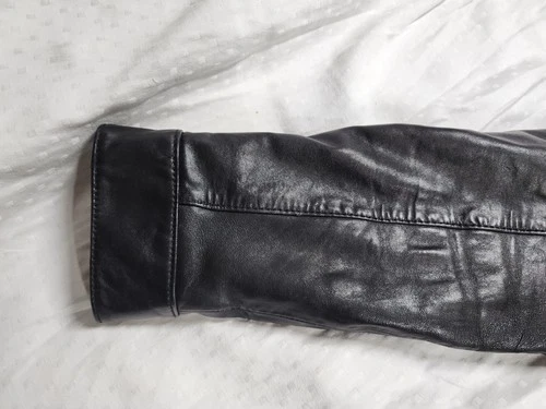 Marc New York Andrew Marc Black Leather Jacket Men M Medium Zip Quilt Lined image 7