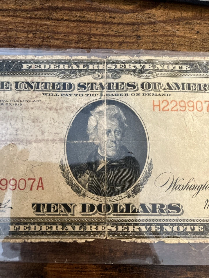 1914 $10 Federal Reserve Note, St. Louis, Large Size Circulated Red Seal H22907A - Image 3 of 4