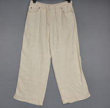 J.Jill Brown 100 Linen Wide Leg Crop Pants Womens 10 Classic Minimalist Coastal