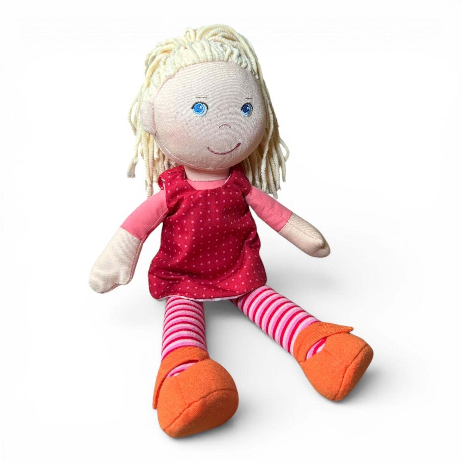 HABA Soft Cloth Yarn Doll 12" Annelie Blonde Blue Eyes Girl 