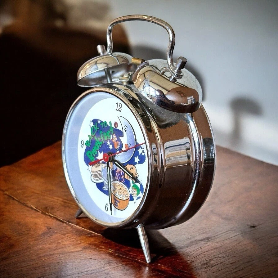 RARE VTG Retro Twin Alarm Clock Kellogg's Cheerios Lucky Charms Breakfast Works - Image 3 of 4