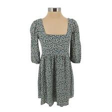 American Eagle Fit Flare Babydoll Dress 90s Green Daisy Floral 3/4 Sleeve XS
