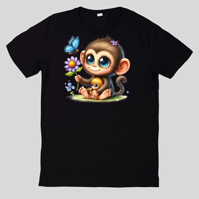 Cute Animal With Wildflowers Cotton T-Shirt Fun Fun Sayings Funny Cartoon